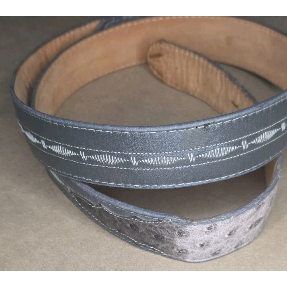 Tony Lama Men's SZ 38 Gray Ostrich Print Belt Western Rodeo NO BUCKLE - Picture 2 of 11